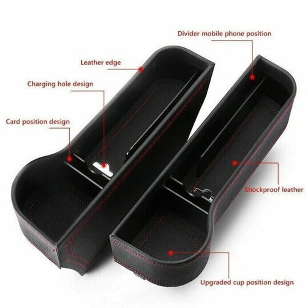 Auto Car Seat Gap Catcher Organizer With Storage Box Pocket Cup Holder Side Waterproof PU Leather S 7
