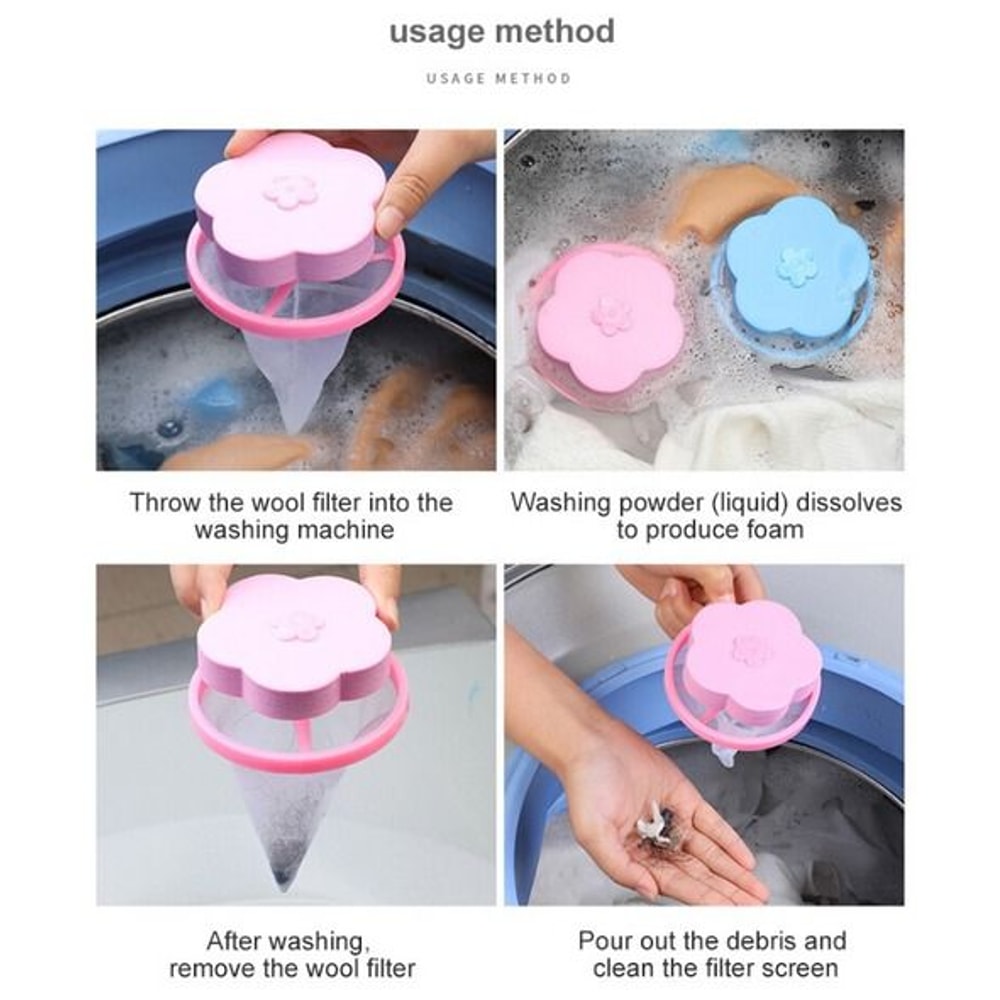 Laundry Lint Pet Hair Remover Floating Pet Fur Catcher Reusable Filter For Washing Machine To Catch 10