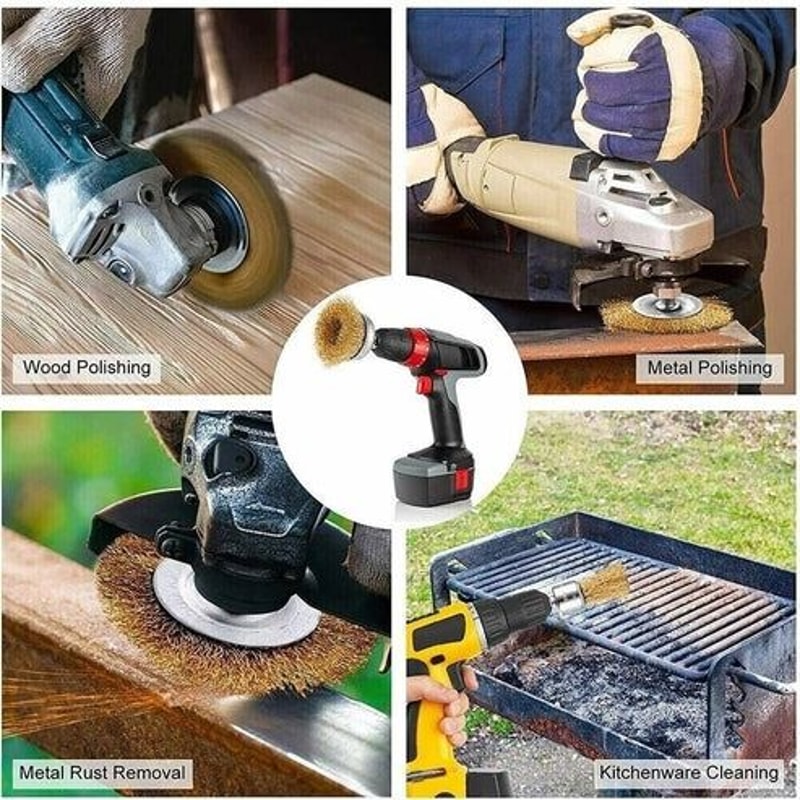 Rust Removal Wire Brush Set Cup And Wheel Brushes Shank Carbon Steel Paint Stripping Drill Bits 2