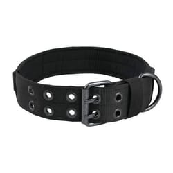 military-style wide tactical heavy duty dog collar with metal buckle, perfect for large dogs & heavy pullers