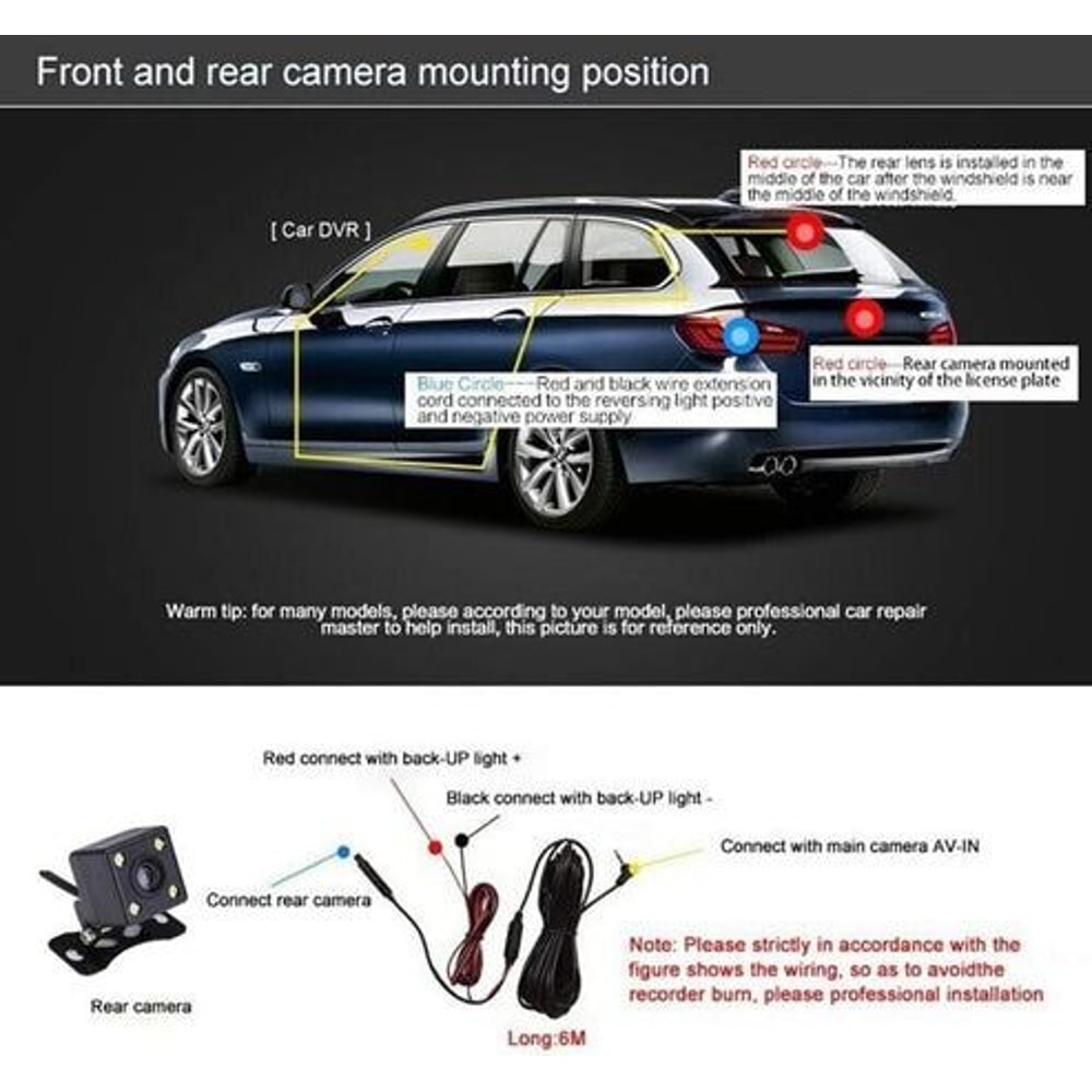 Full HD Dash Cam Car DVR Front Rear Camera Night Vision GSensor For Driving Safety 14