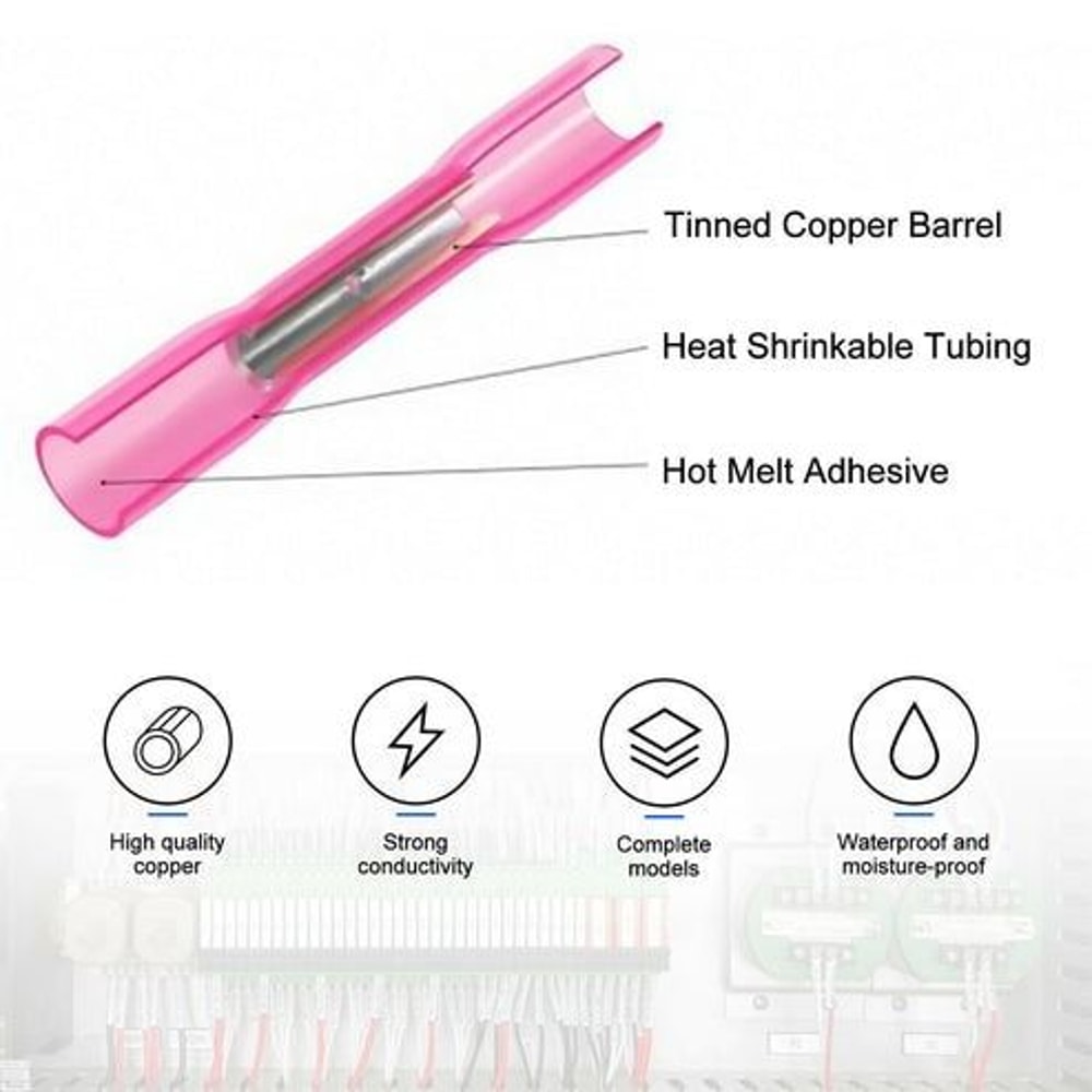 Heat Shrink Butt Wire Splice Connectors Seal Crimp Terminals Tinned Copper Waterproof MoistureProof 5