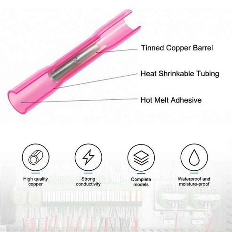 Heat Shrink Butt Wire Splice Connectors Seal Crimp Terminals Tinned Copper Waterproof MoistureProof 5