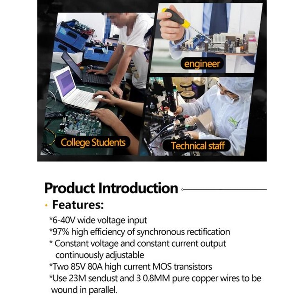 Synchronous Buck Converter DC Step Down Power Module Adjustable CC Voltage Efficient Power Sup 6