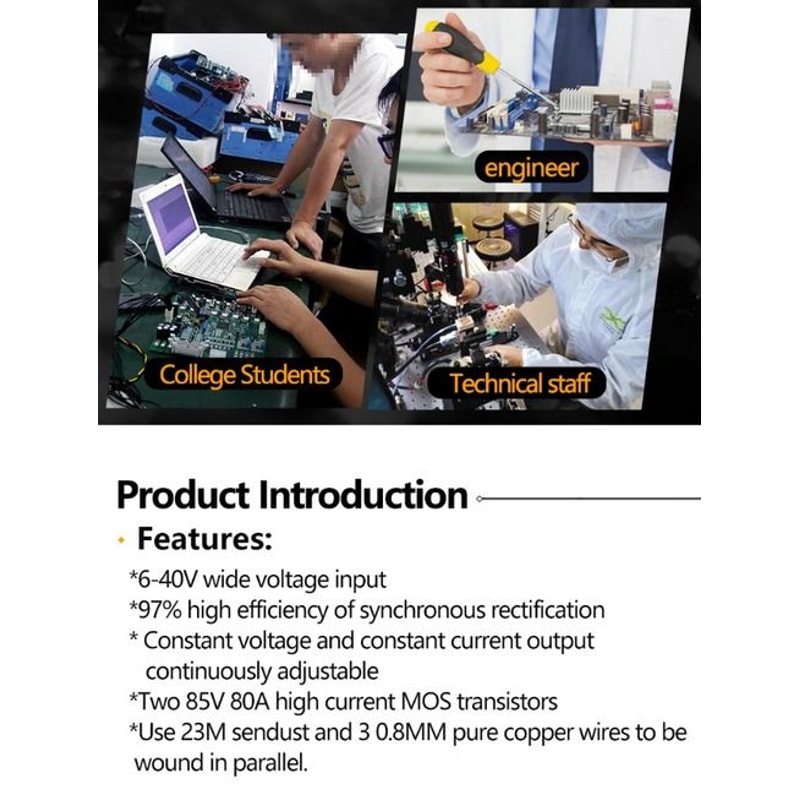 Synchronous Buck Converter DC Step Down Power Module Adjustable CC Voltage Efficient Power Sup 6