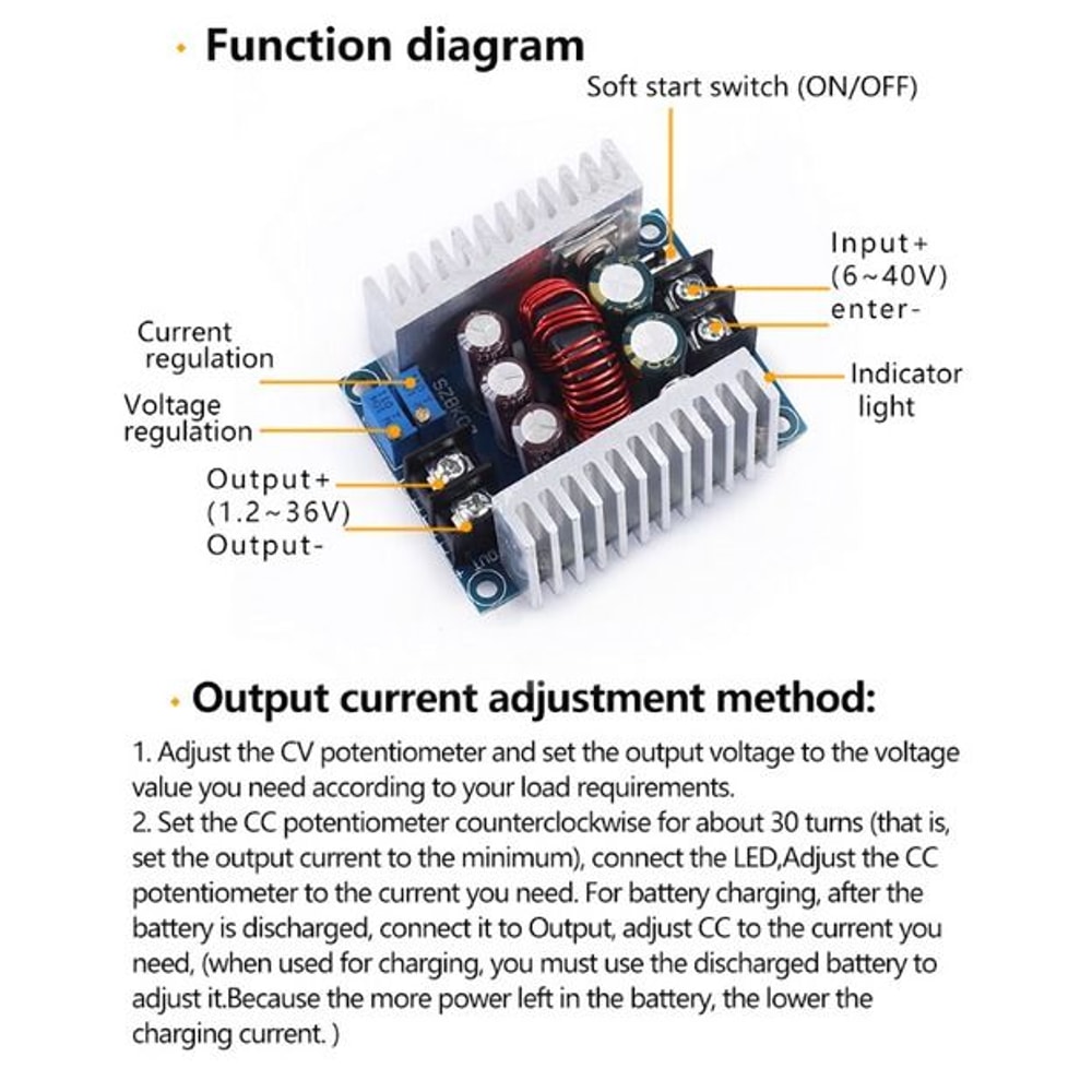 Synchronous Buck Converter DC Step Down Power Module Adjustable CC Voltage Efficient Power Sup 8