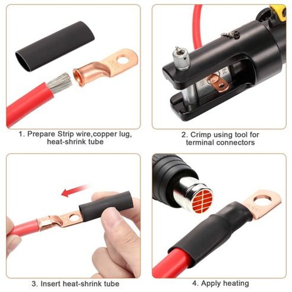 AWG Copper Lugs Black Red Heat Shrink Ring Terminals HighQuality Crimp Or Solder Wire For Battery 9