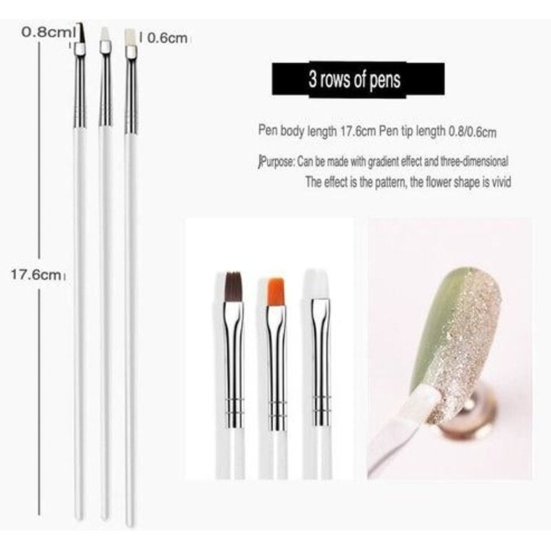 Professional Nail Art Brush Set Dotting Painting Drawing Pens For UV Gel Nails DIY Nail Art Kit 11