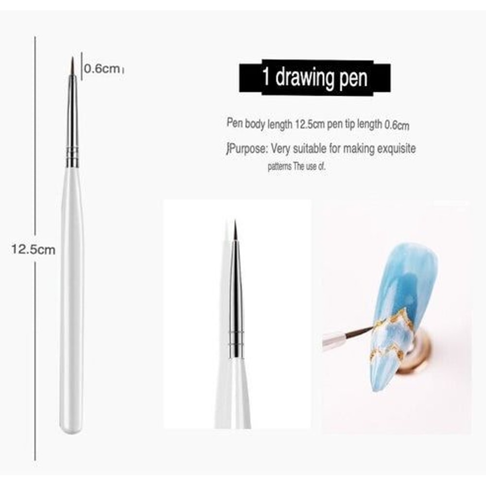 Professional Nail Art Brush Set Dotting Painting Drawing Pens For UV Gel Nails DIY Nail Art Kit 6