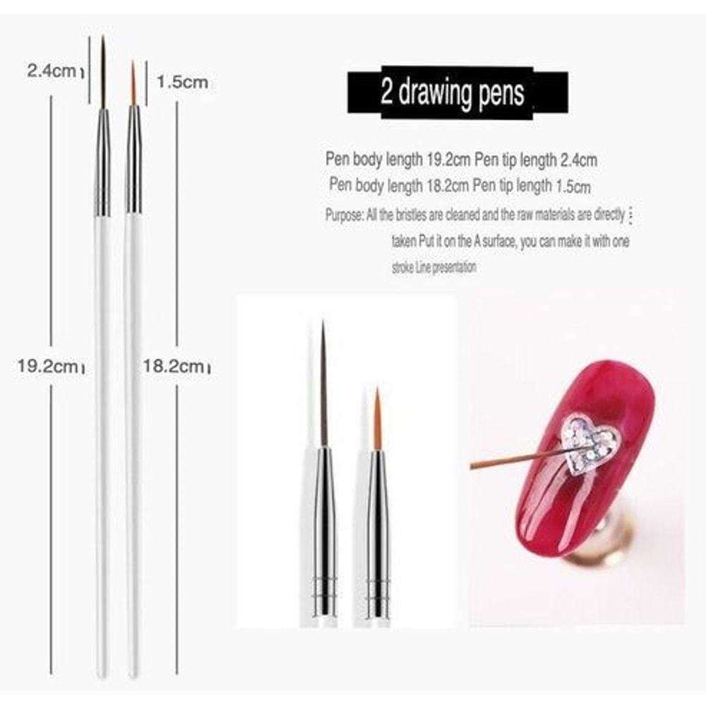 Professional Nail Art Brush Set Dotting Painting Drawing Pens For UV Gel Nails DIY Nail Art Kit 8