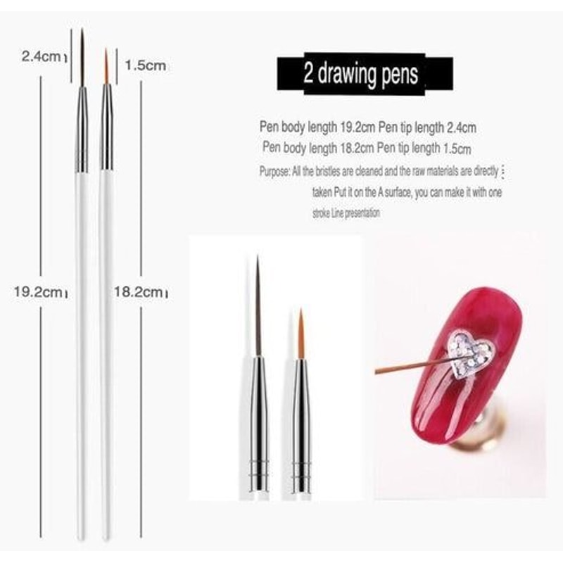 Professional Nail Art Brush Set Dotting Painting Drawing Pens For UV Gel Nails DIY Nail Art Kit 8