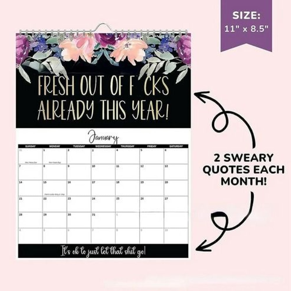 Women Swear Word Calendar For TiredAss Month Weekly Daily Wall Planner Fun And Functional 7