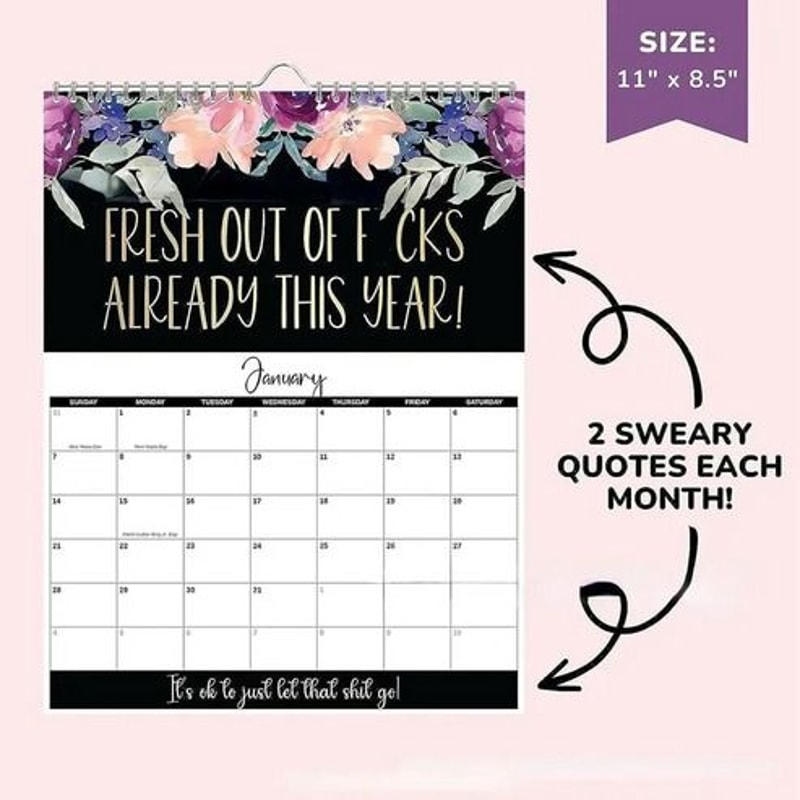 Women Swear Word Calendar For TiredAss Month Weekly Daily Wall Planner Fun And Functional 7