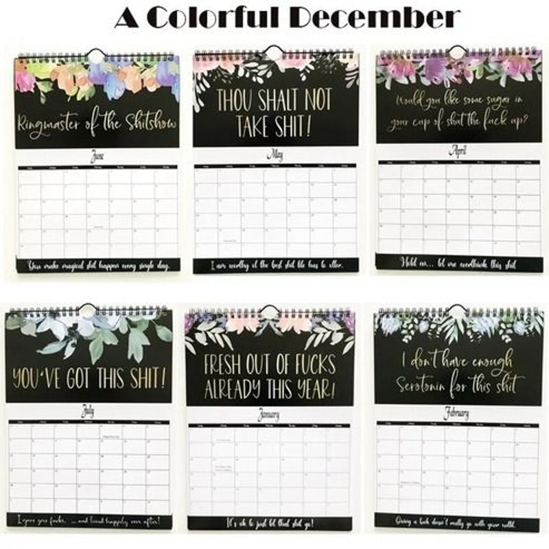 Women Swear Word Calendar For TiredAss Month Weekly Daily Wall Planner Fun And Functional 8