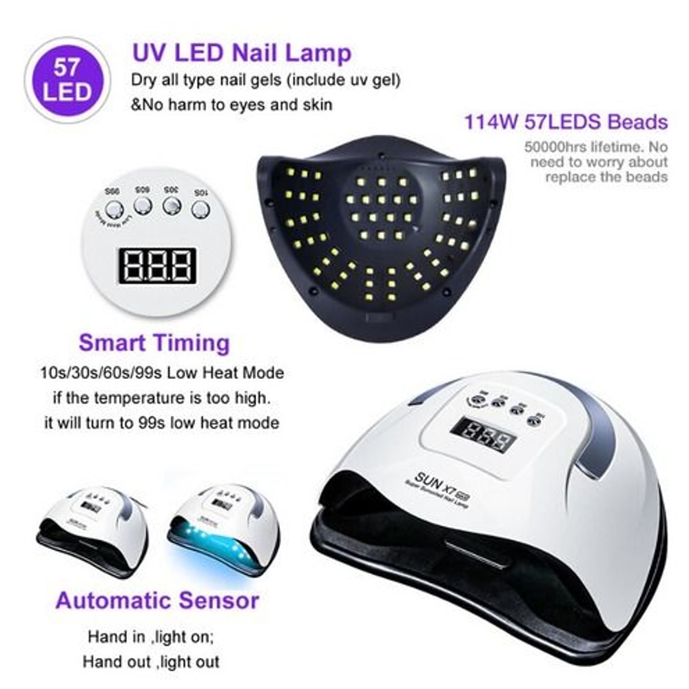 Professional LED Nail Lamp UV Light Polish Gel Dryer Quick Curing Machine For Electric Manicure And 6