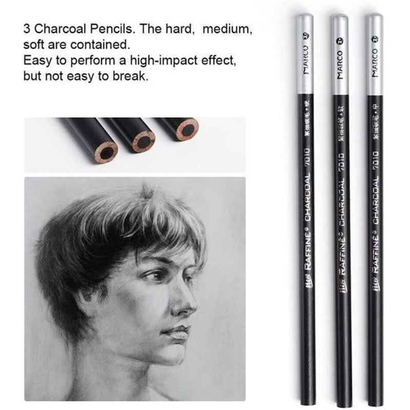 Sketching Set Professional Drawing Kit With Pencils Charcoal Erasers Art Tools For Drawing Lovers 3