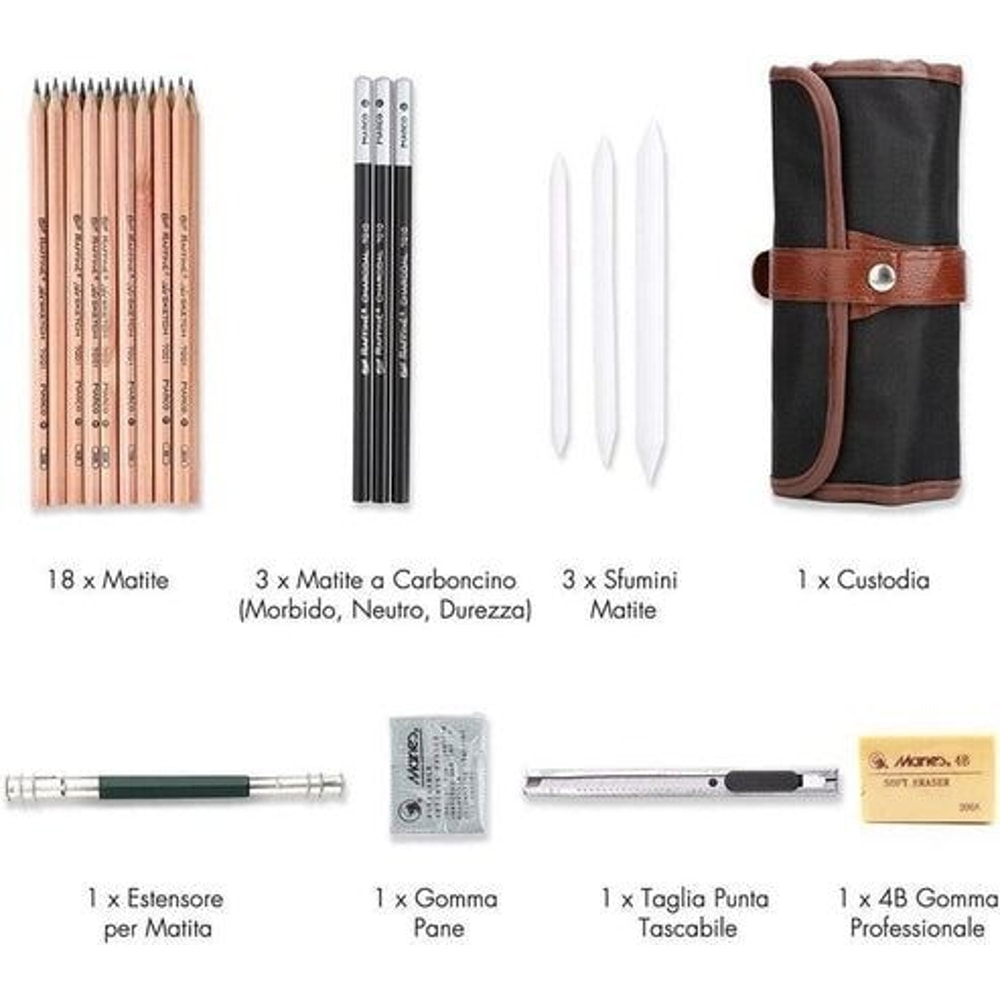 Sketching Set Professional Drawing Kit With Pencils Charcoal Erasers Art Tools For Drawing Lovers 6