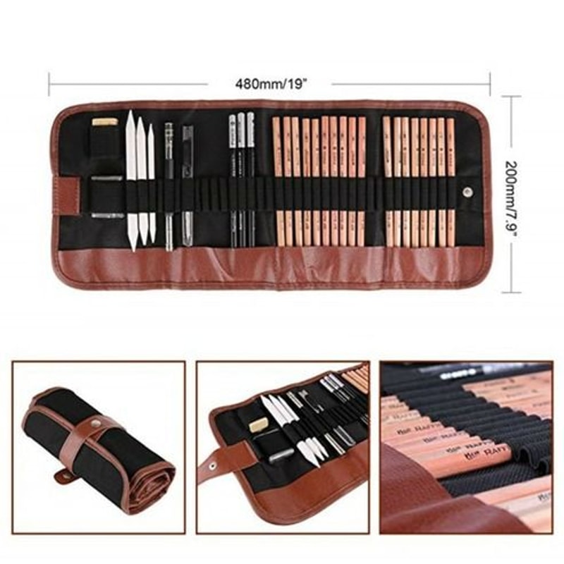 Sketching Set Professional Drawing Kit With Pencils Charcoal Erasers Art Tools For Drawing Lovers 8