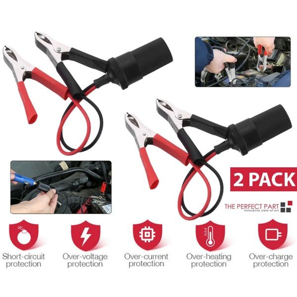Heavy Duty Car Battery Alligator Clamp Cigarette Lighter Power Adapter Socket Extension Cord With C 7