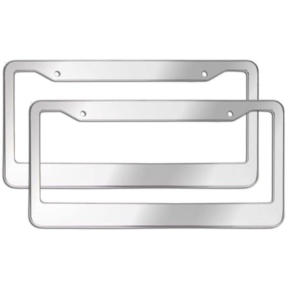Chrome Stainless Steel Metal License Plate Frame Tag Cover With Screw Caps Durable RustResistant 0
