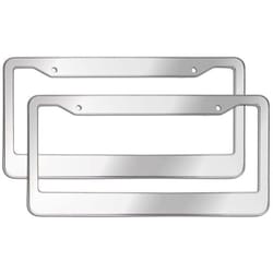 chrome stainless steel metal license plate frame, tag cover with screw caps, durable, rust-resistant