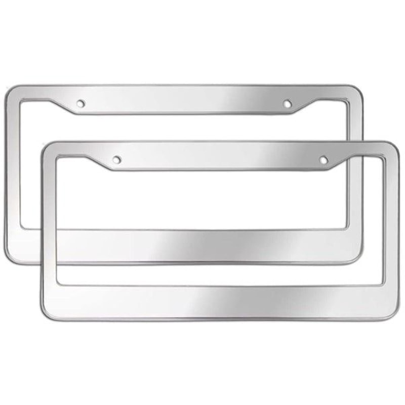 Chrome Stainless Steel Metal License Plate Frame Tag Cover With Screw Caps Durable RustResistant 0
