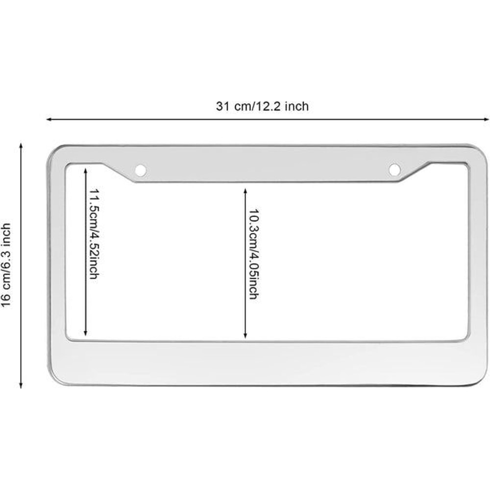 Chrome Stainless Steel Metal License Plate Frame Tag Cover With Screw Caps Durable RustResistant 2