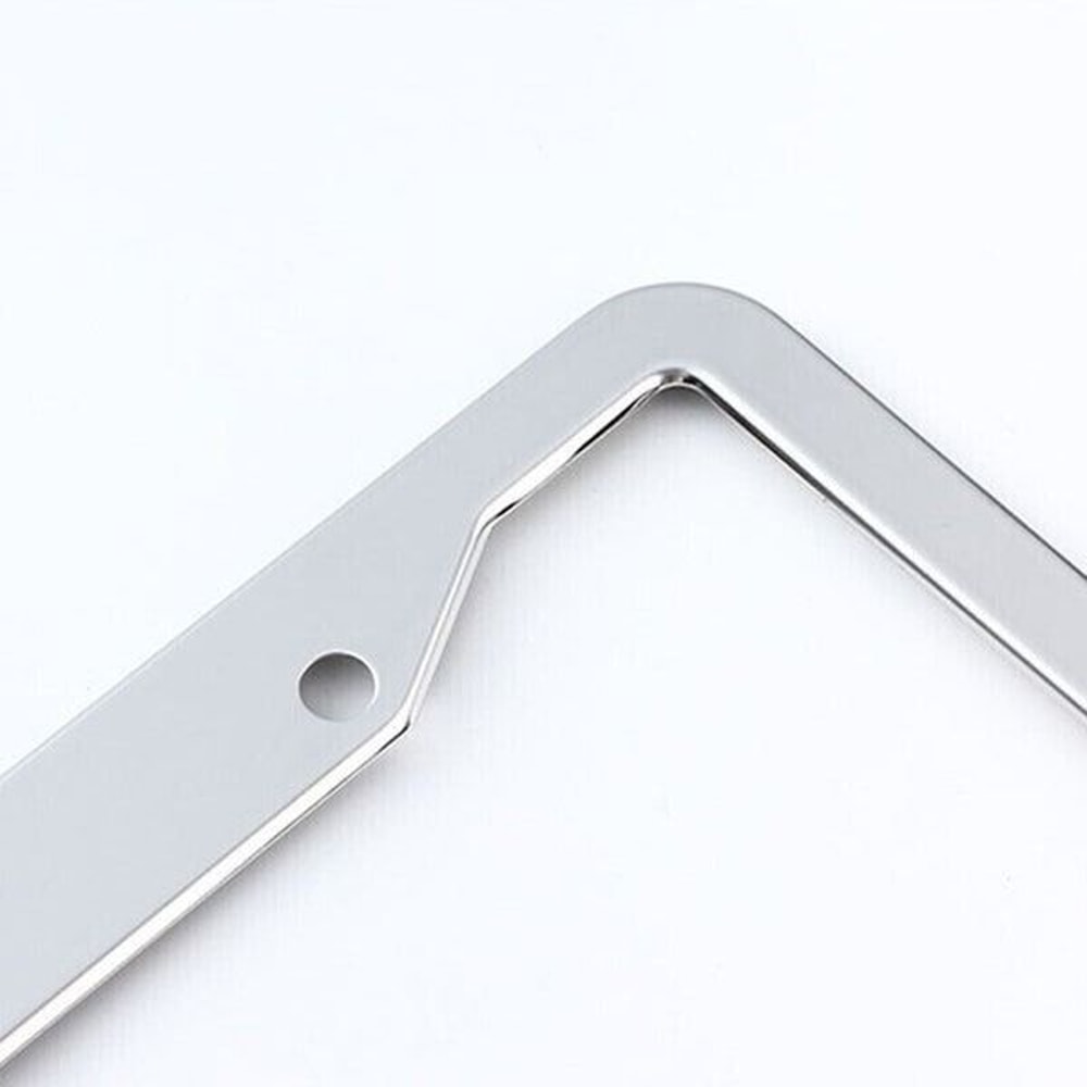 Chrome Stainless Steel Metal License Plate Frame Tag Cover With Screw Caps Durable RustResistant 8