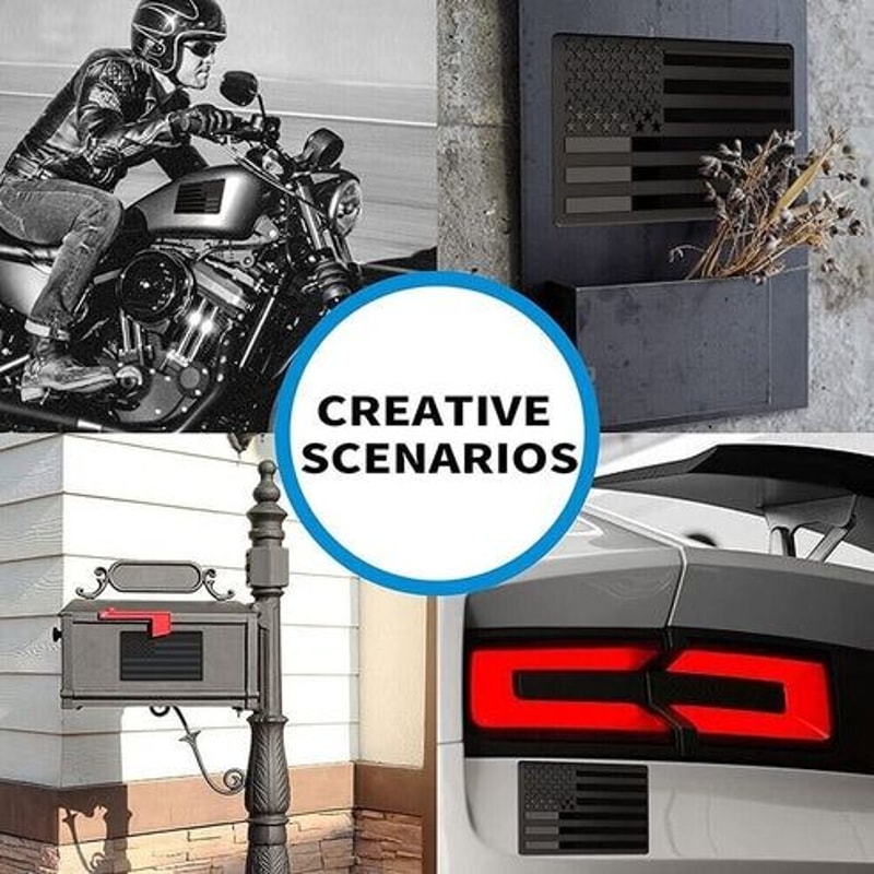 Black USA Flag Sticker Metal American Car Truck Decal Emblem Embossed For Cars SUVs And Motorcycles 7