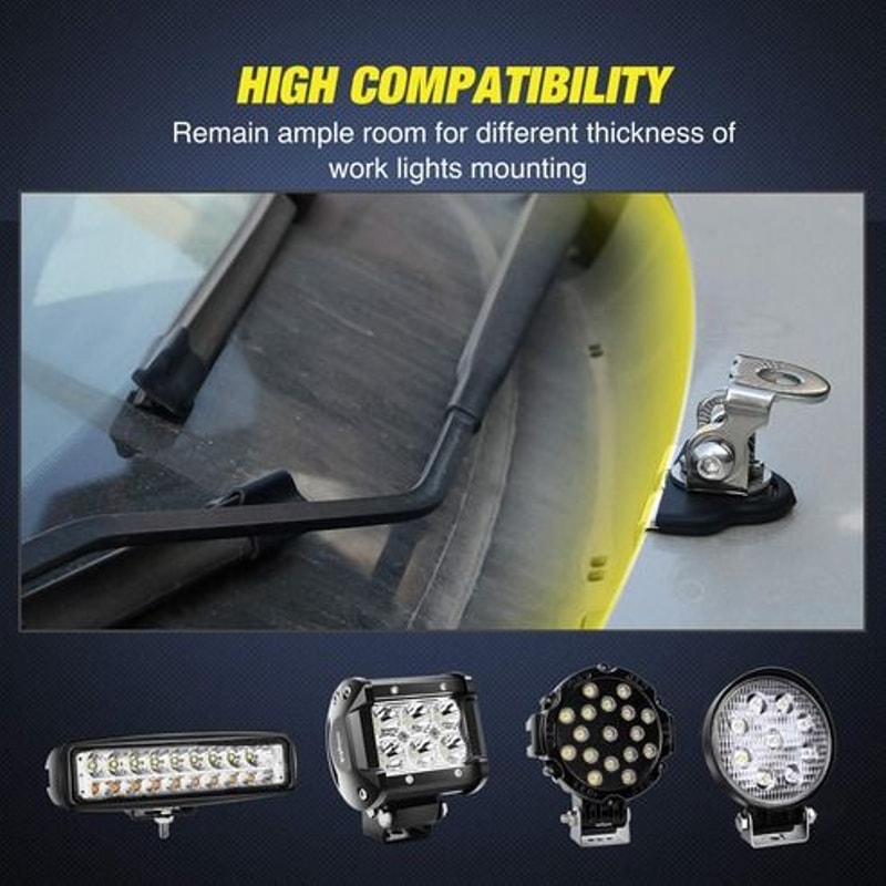 Universal Pillar Hood LED Work Light Bar Mount Bracket Clamp Durable Stainless Steel Offroad Clamp