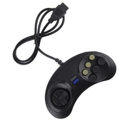 genesis button game pad controller, black, old school classic, new 2 pack, compatible with genesis system