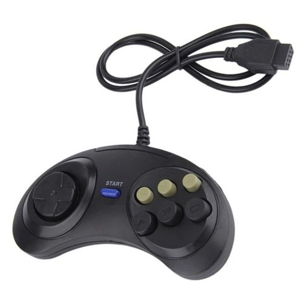SEGA Genesis Button Game Pad Controller Black Old School Classic New 2 Pack Compatible With Genesis 3