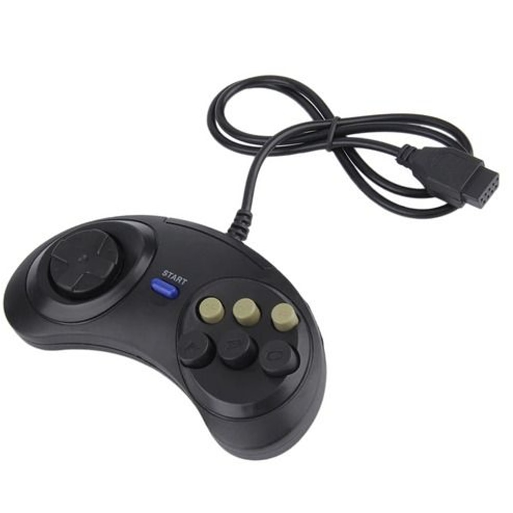 SEGA Genesis Button Game Pad Controller Black Old School Classic New 2 Pack Compatible With Genesis 4