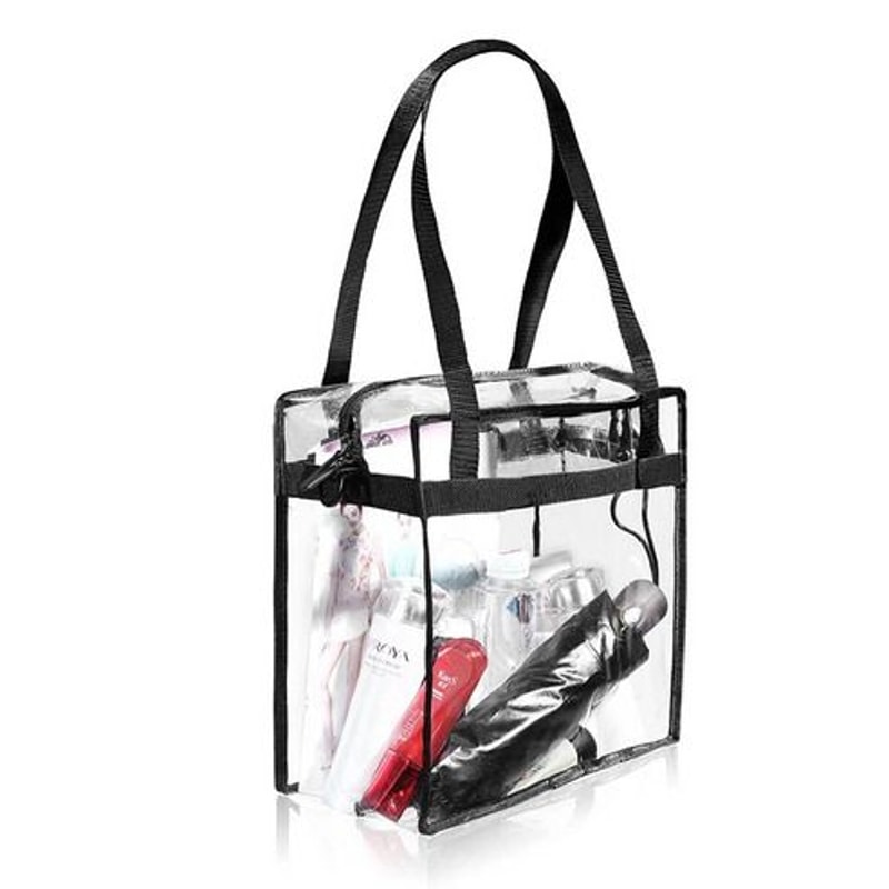 Large Clear PVC Tote Bags For Women Transparent Handbag With Zipper Stadium Approved Waterproof And 3