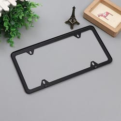 metal license plate frame, high quality stainless steel tag cover, black, 2 pack with hardware – fits cars, trucks