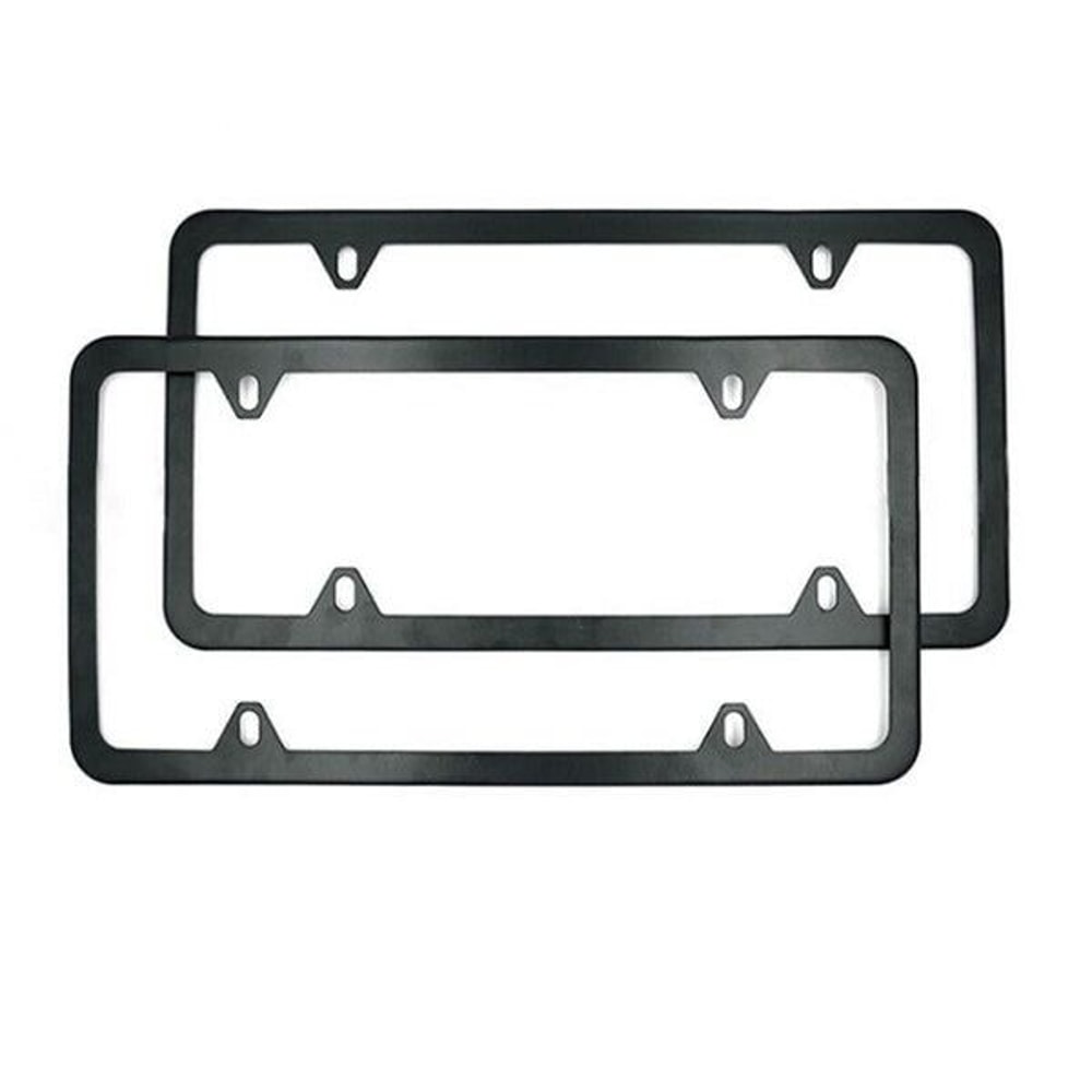 Metal License Plate Frame High Quality Stainless Steel Tag Cover Black 2 Pack With Hardware Fits C 5
