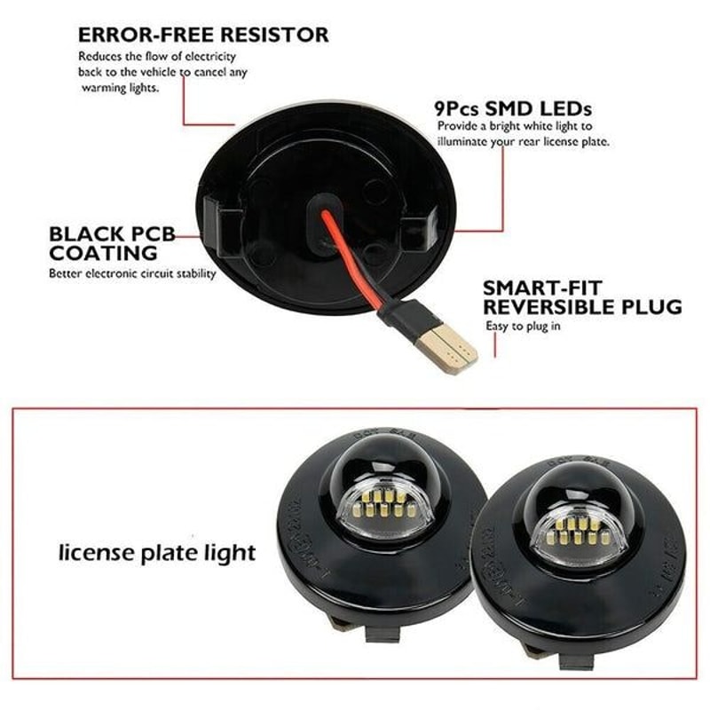 For Ford Rear Bumper Tag LED License Plate Light Assembly Lamp Waterproof 1