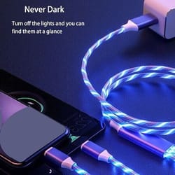 led fast charging cable adapter for iphone, micro usb, type c charger cord, smart charging cable, durable