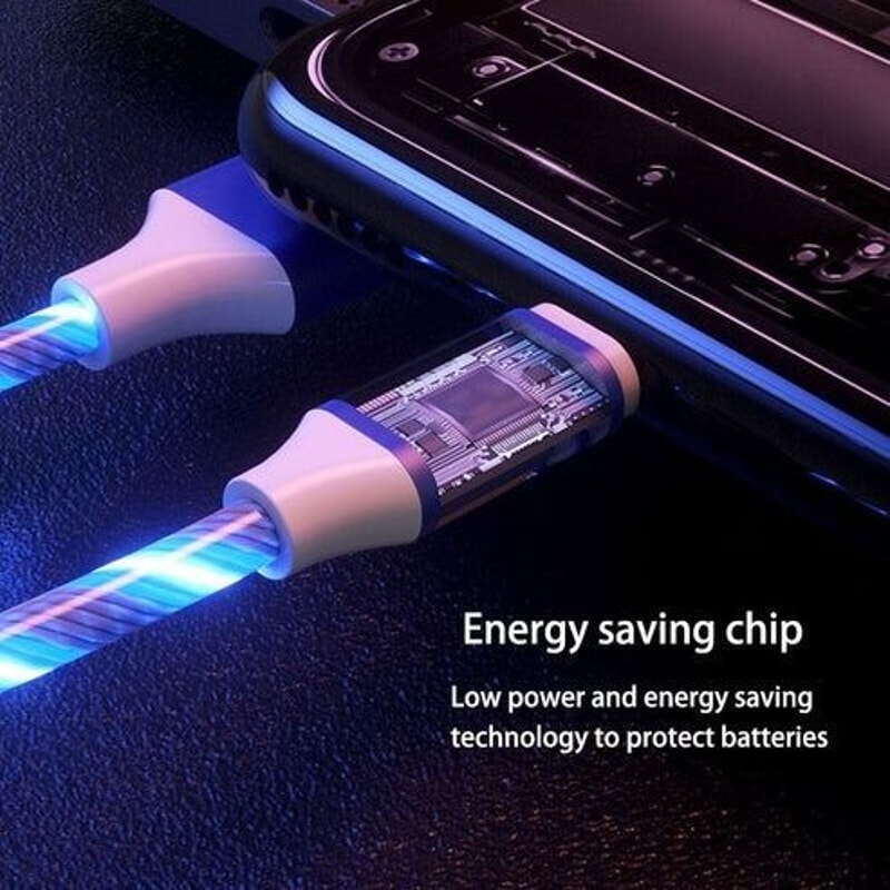 LED Fast Charging Cable Adapter For IPhone Micro USB Type C Charger Cord Smart Charging Cable Durab