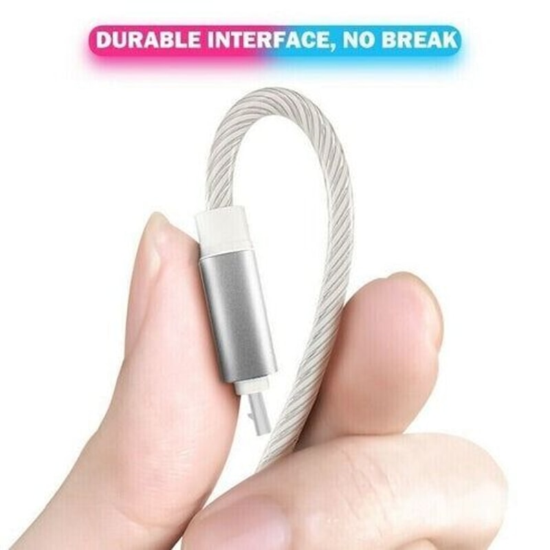 LED Fast Charging Cable Adapter For IPhone Micro USB Type C Charger Cord Smart Charging Cable Durab