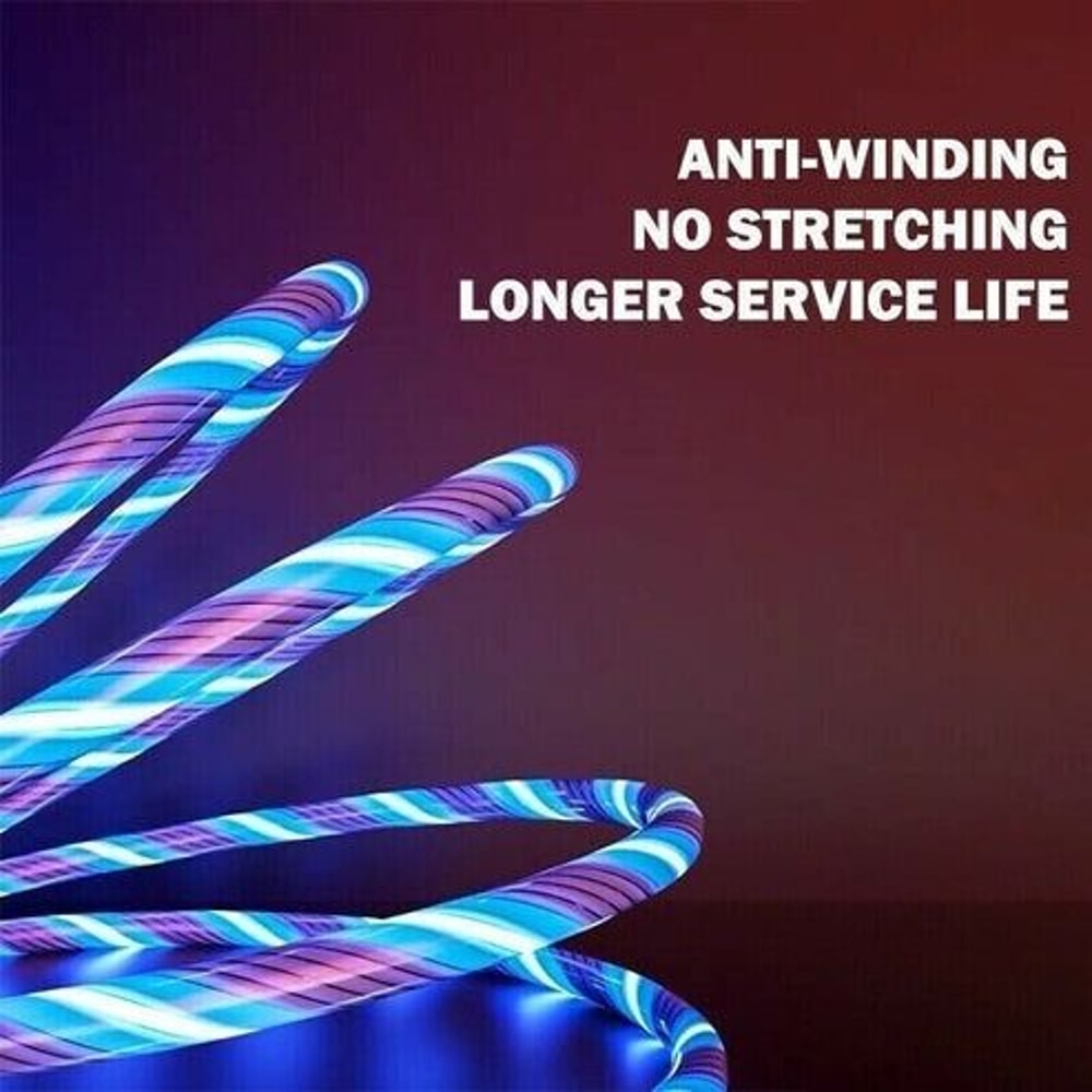 LED Fast Charging Cable Adapter For IPhone Micro USB Type C Charger Cord Smart Charging Cable Durab