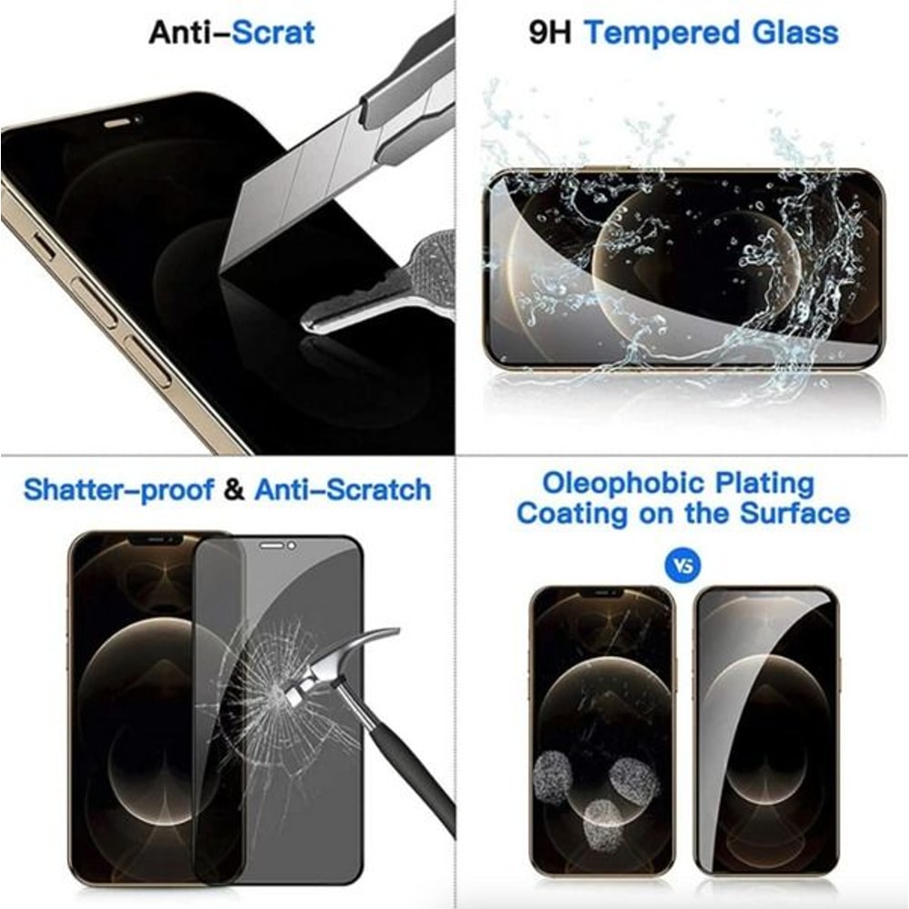 Privacy Tempered Glass Screen Protector For IPhone 9H Hardness Full Protection Easy Install 4
