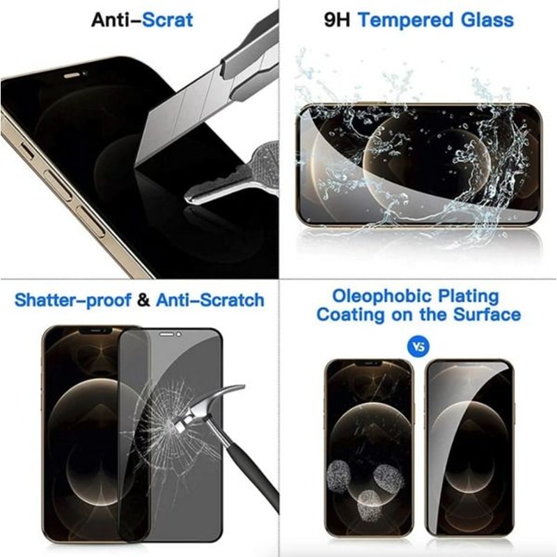 Privacy Tempered Glass Screen Protector For IPhone 9H Hardness Full Protection Easy Install 4