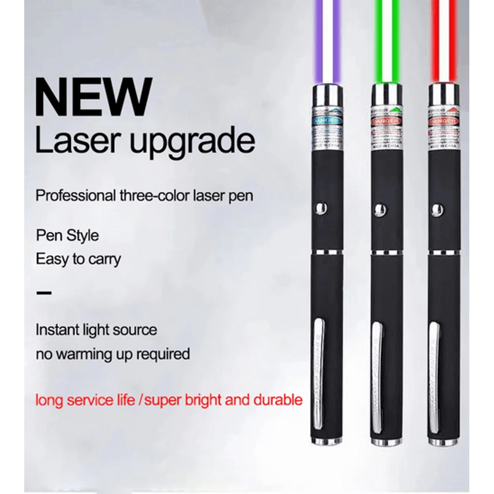 Laser Pointer Pen Set Green Blue Red Light Visible Beam MultiUse For Pets Meetings And Fun 10