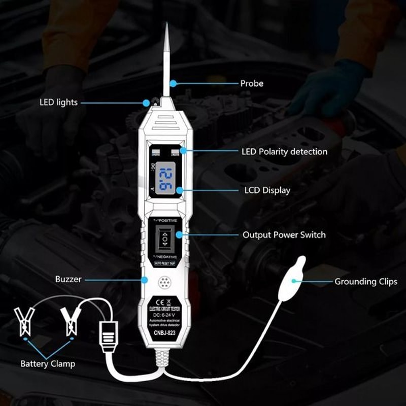 Car Power Circuit Electrical Tester Digital Automotive Probe Test Light Reliable Diagnostic Tool Fo 4