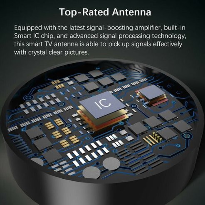 Long Range HD TV Antenna Indoor Digital HDTV Upgraded Signal Booster 2