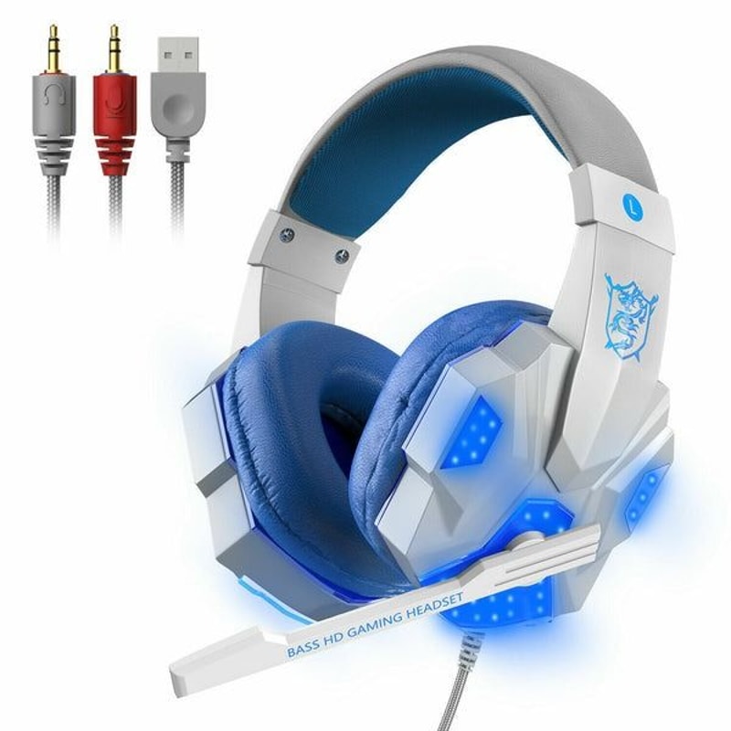 LED Gaming Headset Mic Stereo Bass Surround Headphones PC PS4 Xbox One NoiseCanceling Adjustable 8