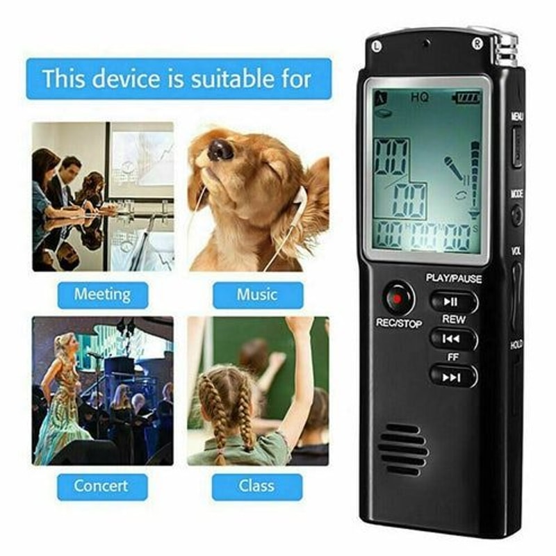 Voice Activated Digital Audio Recorder Player Dictaphone HighQuality Sound LCD Display USB Charging 1