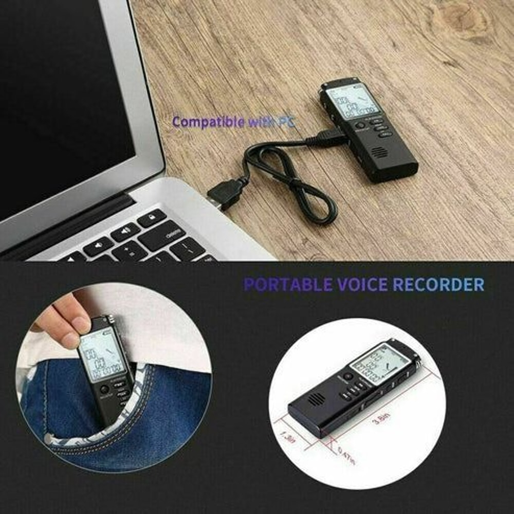 Voice Activated Digital Audio Recorder Player Dictaphone HighQuality Sound LCD Display USB Charging 3