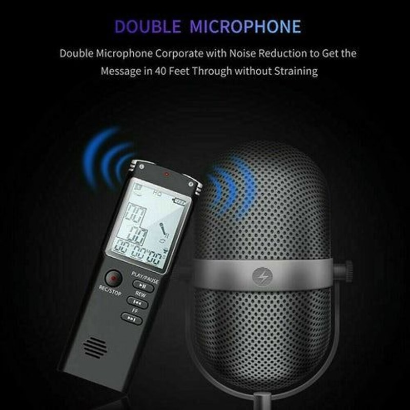 Voice Activated Digital Audio Recorder Player Dictaphone HighQuality Sound LCD Display USB Charging 6